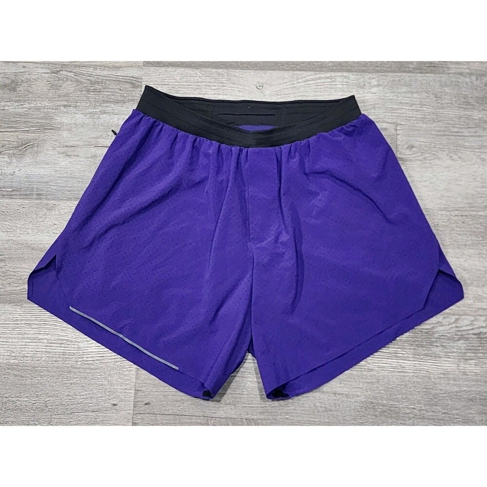 Lululemon Mens Fast Free Athletic Running Shorts  Purple Lined Gym Yoga Sizes S